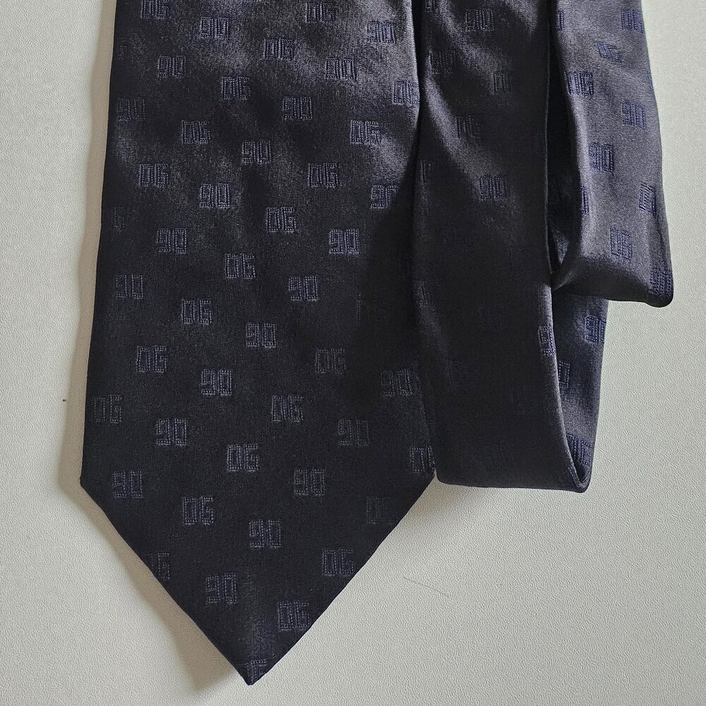 Dolce & Gabbana navy blue monogram logo tie